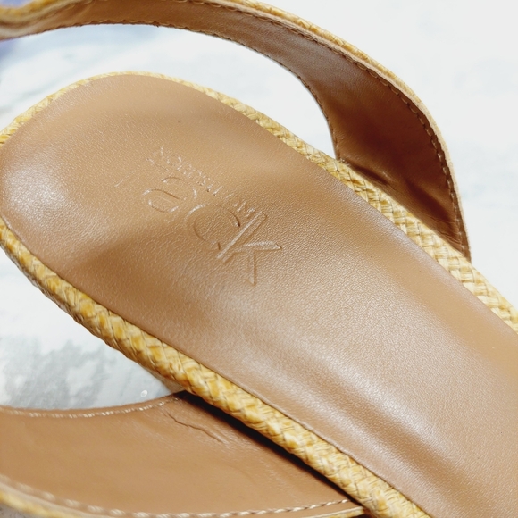 NEW Nordstrom Carrie Yellow Leather Slip On Buckle Ankle Strap Wedge Sandal O272 - Picture 8 of 10